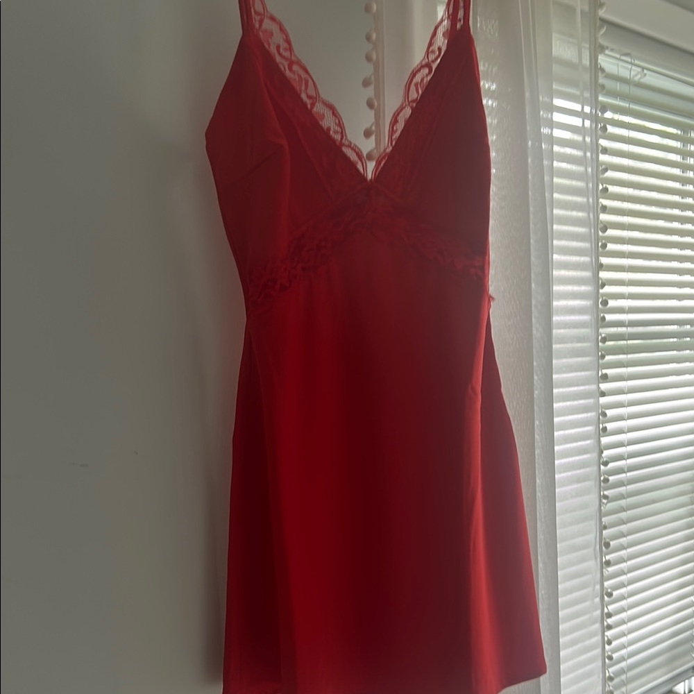 Beginning Boutique Red Satin Chemise Slip